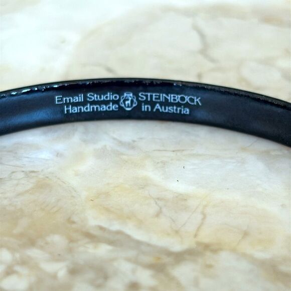 Vintage Steinbock Austria Red Black Enamel 24KT Gold Inlay Bangle Bracelet - Picture 7 of 11